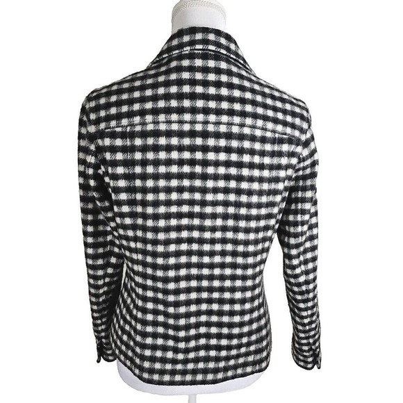 Talbots ~Woman Size 6 Petite~ White/Black Plaid Print Wool Blend Jacket Blazer. - Picture 9 of 12
